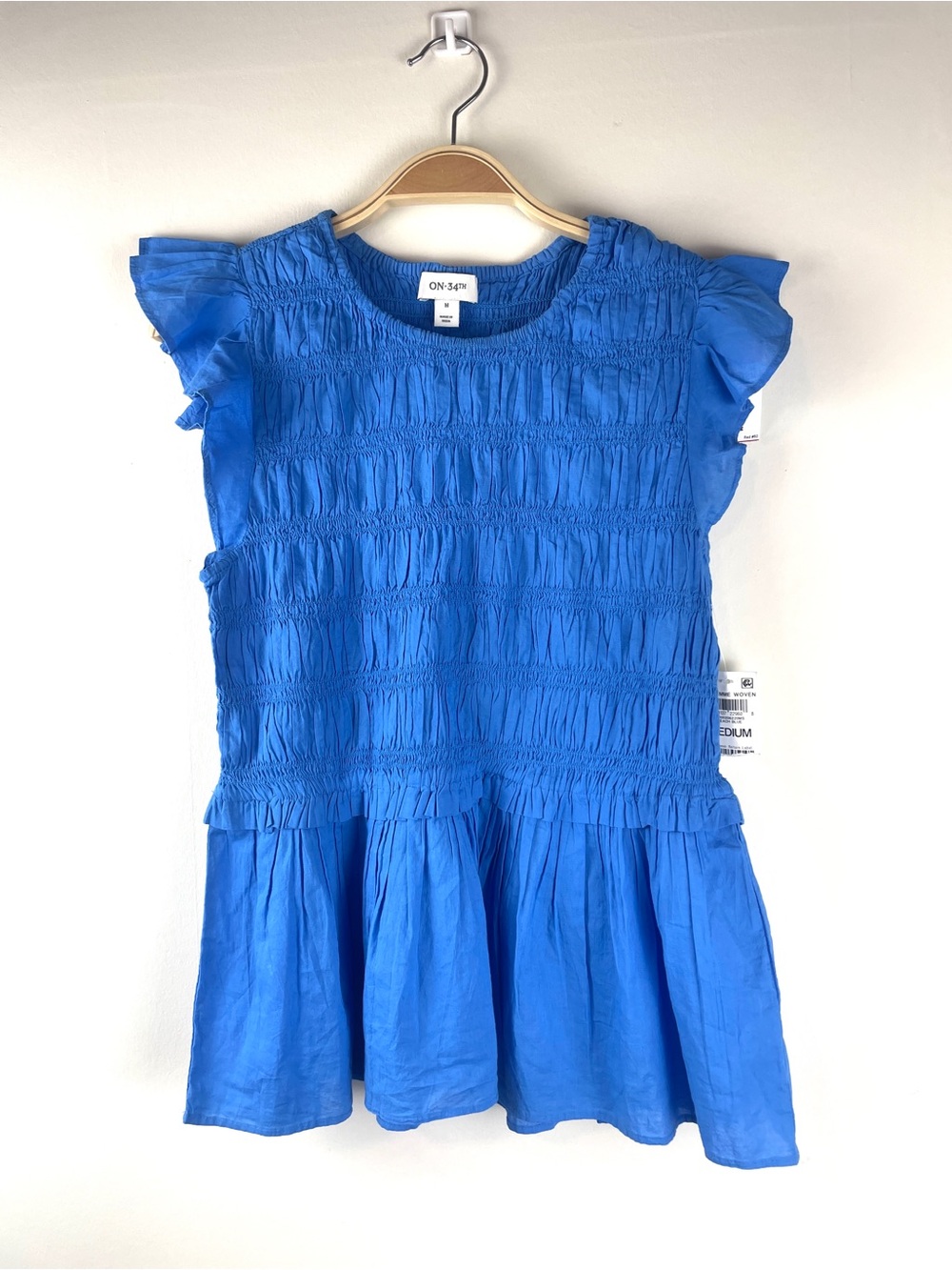 On 3rd Royal Blue Smocked Ruffle Tank Top